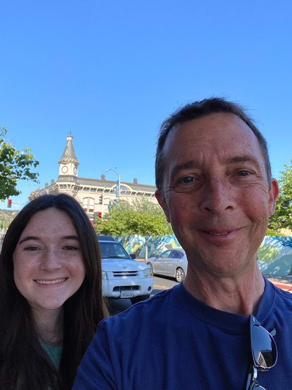 Book shopping in Napa with PJ. Blue skies and big smiles!